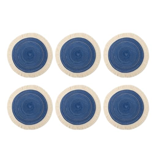 6pcs Runde Quasten Placemat Küchen Tischmatten Isolierte Placemat Antislip Esstisch Matten Waschbarer Matten Wärmewiderstand Tisch Matte von Zqxnt