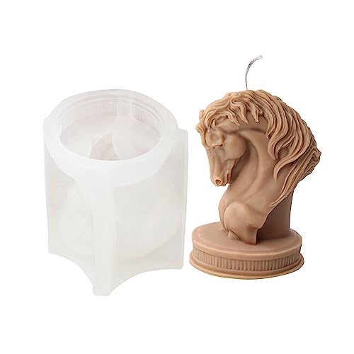 Horse Head Silicon Kerzenform Tierstatue Seife Harz Gips Machen Set Ice Chocolate Cake Backform Schalter Schreibtisch von Zqxnt