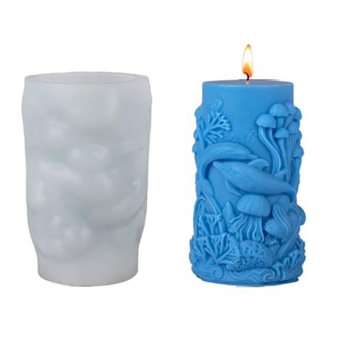 Meereskreatur Muster Silikonform Zylinder Kerzenformen Für Harz Basteln Handgefertigte Kerzenseife Schokolade Machen Formen Für Seifenherstellung von Zqxnt