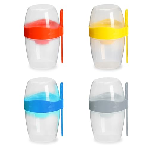 Spill Proof Salat Cup Set Mit Löffel Tragbarer Doppelschicht Frühstückssalat Tassen Haferflocken von Zqxnt