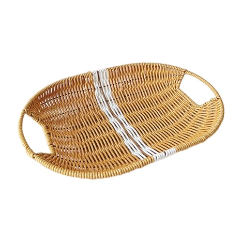 Tragbare Rattan Gewebte Körbe Stabiler Ovales Servieren Aufbewahrungsschale Lebensmittel Snacks Tablett Für Zuhause Und Außengebrauch Braune Ovale Körbe Tragbare Rattan Gewebte Körbe Stabiler Ovales Servieren Aufbewahrungsschale Lebensmittel Snacks Tablett Für Zuhause Und Außengebrauch Braune Ovale Körbe von Zqxnt