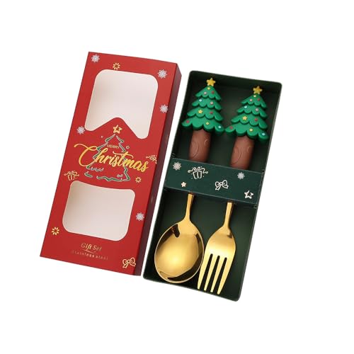Weihnachtsbesteckset 410 Stall Stahllöffel Und Gabel Mit Festival Designs Obstlöffel Kuchenlöffel Für Urlaub Dining Festival Dining Accessoires von Zqxnt