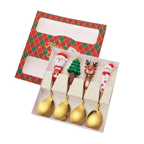 Weihnachtsbesteckset 410 Stall Stahllöffel Und Gabel Mit Festival Designs Obstlöffel Kuchenlöffel Für Urlaub Dining Festival Dining Accessoires von Zqxnt