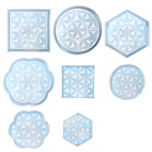 Zqxnt 8pcs Kristall Epoxy Runde Spitze Hexagonal Quadratter Untersetzer von Zqxnt