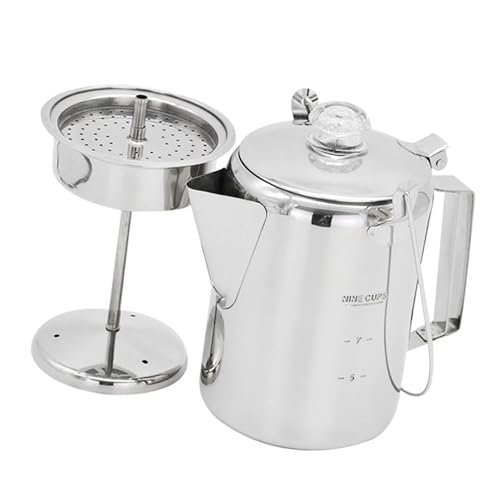 Einfach Gießen Kaffeemaschine Scharnier Deckel Kaffee Perkolator 9 Tasse Edelstahl Kaffeetöpfe Zum Campen Und Zu Hause Verwenden. von Zqxnt