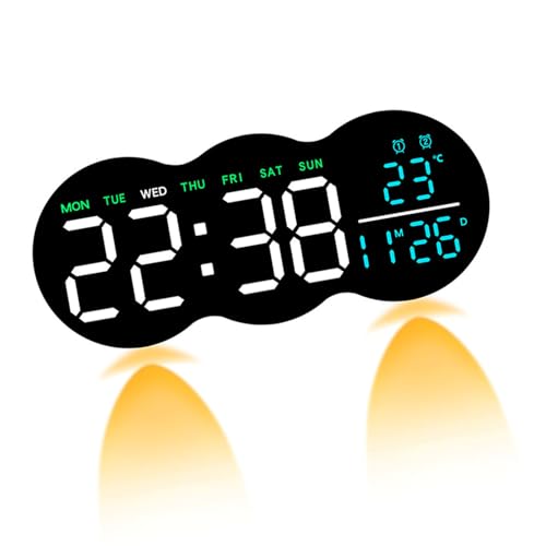 Zqxnt LED Digitale Wanduhr Mit Fernbedienung 2 Alarm Bodenleuchte Temperatur Display Wohnzimmer Schlafzimmer Büro Dekore Digital Wecker von Zqxnt