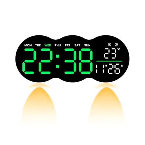Zqxnt LED Digitale Wanduhr Mit Fernbedienung 2 Alarm Bodenleuchte Temperatur Display Wohnzimmer Schlafzimmer Büro Dekore Digital Wecker von Zqxnt