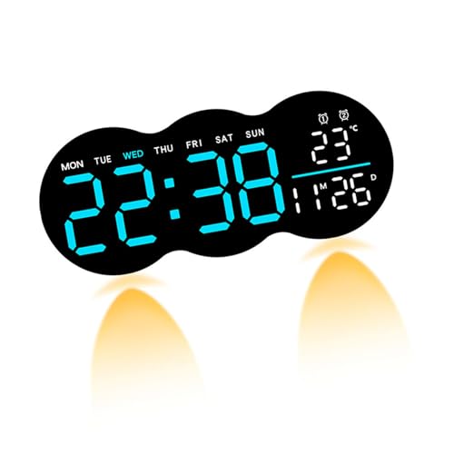 Zqxnt LED Digitale Wanduhr Mit Fernbedienung 2 Alarm Bodenleuchte Temperatur Display Wohnzimmer Schlafzimmer Büro Dekore Digital Wecker von Zqxnt