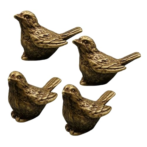 Zqxnt Packung Von 4 Miniatur Kupfervogel Figur Sperzfigur Skulptur Für Outdoor Teich Und Gartendekoration Antike Vogeldekoration von Zqxnt