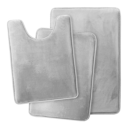 Zqxnt Set Von 3 Badezimmer Teppichen Memory Foam Bad Matte Nonslip Toilettenmatten Super Absorbierende U Förmige Fußpolster Teppiche Waschung von Zqxnt