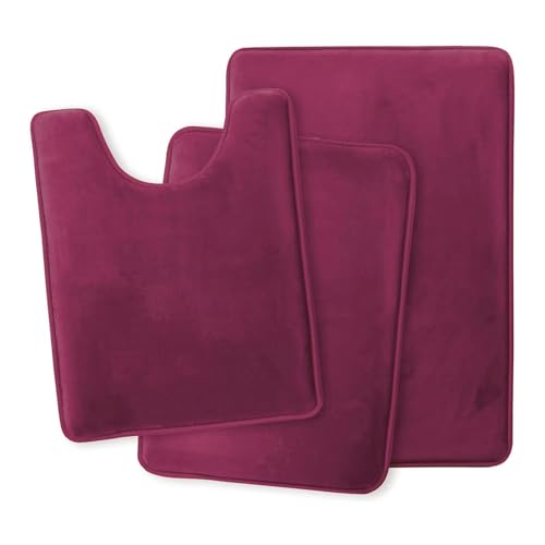 Zqxnt Set Von 3 Badezimmer Teppichen Memory Foam Bad Matte Nonslip Toilettenmatten Super Absorbierende U Förmige Fußpolster Teppiche Waschung von Zqxnt