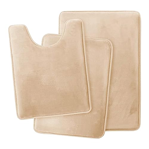 Zqxnt Set Von 3 Badezimmer Teppichen Memory Foam Bad Matte Nonslip Toilettenmatten Super Absorbierende U Förmige Fußpolster Teppiche Waschung von Zqxnt