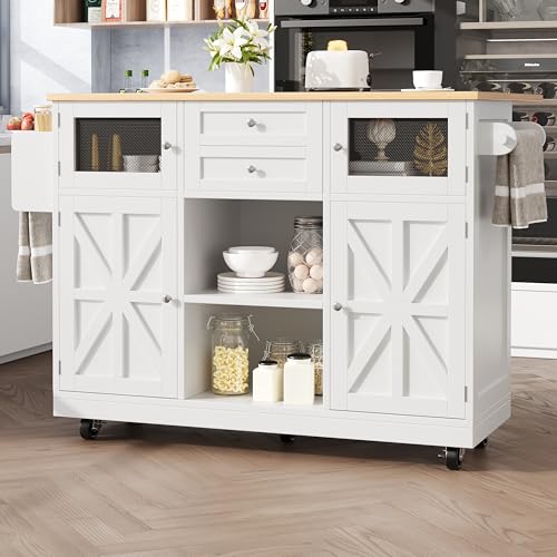 Zravenna Kücheninsel 140x40-70x93.5 cm, Esszimmerwagen mit Schubladen & Stauraum, Klappbar Holzmaserung Arbeitsplatte, Buffetschrank Verstellbare Trennwände, Küchenschrank. (Weiß) von Zravenna