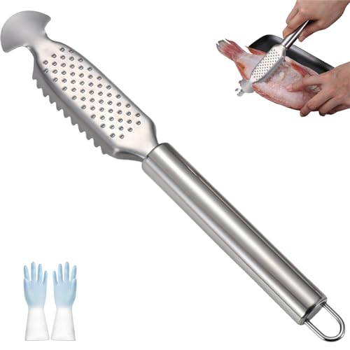 2-in-1 Stainless Steel Fish Scaler + Ginger Grater, Professional Grade Fish Scale Remover Tool, Multifunctional Fish Scale Remover and Grating Plate for Kitchen (1pcs) von ZrdlqlLcjxy