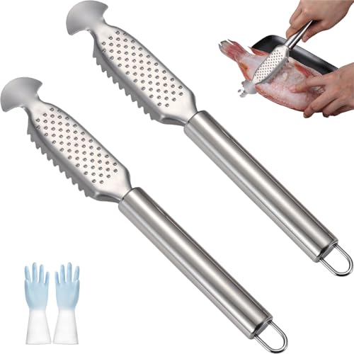 2-in-1 Stainless Steel Fish Scaler + Ginger Grater, Professional Grade Fish Scale Remover Tool, Multifunctional Fish Scale Remover and Grating Plate for Kitchen (2pcs) von ZrdlqlLcjxy