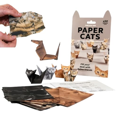 DIY Paper Cats, 50 Origami Paper to Fold Cute Cat Figures, Cute Kitten Origami Papercraft Kit, Origami Animal Shaped Decoration Kit (A, ONE SIZE) von ZrdlqlLcjxy