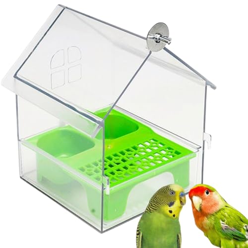 Parrot Feeder, Pull-Out External Parrot Feeder, Pull Out External Parrot Feeder, Decorative Transparent Bird Bath Tub, Easy to Refill and Clean for Balcony Garden Fence (Grün) von ZrdlqlLcjxy