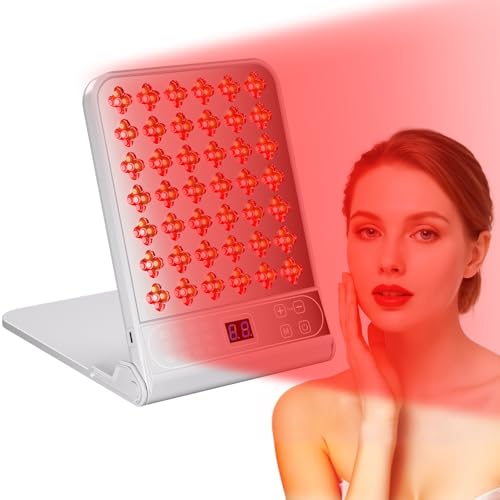 Zrwuldu Infrarotlampe 210 LEDs mit Timer, 660/850nm Rotlicht Lampe, Schmerzlinderung, Energieboost, Verstellbarer Ständer, Extra Augenschutzbrillen Inklusive von Zrwuldu