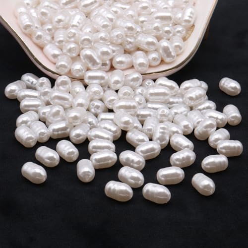 Zsail Kunstperle Perlen 700pcs 8-9mm Weiße Acryl Bastelperlen für Schmuckherstellung-Perlen für Halsketten(Thread) von Zsail