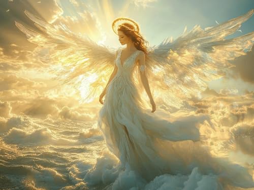 Malen nach Zahlen Erwachsene Engel Paint by Numbers Sonnenuntergang Malen Nach Zahlen mit Rahmen 40X50CM Leinwand, Handgemalt Ölgemälde Kit mit 3 Pinsel und Acrylfarbe für Zimmer Wanddeko Aesthetic von Zsccvzlu