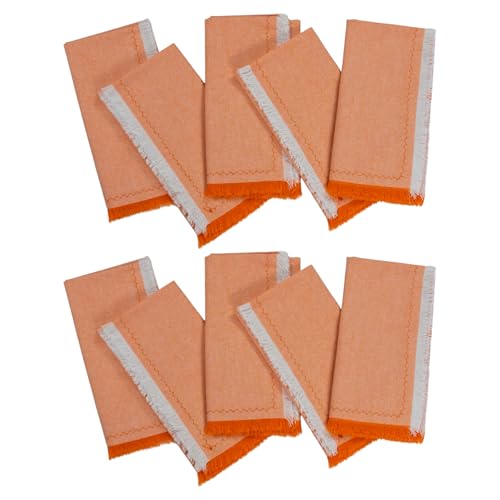 Stoffservietten 10er Set 46 x 46cm Baumwolle Waschbar Wiederverwendbare mit Fransen Weiche Servietten Stoff Tischsets Küche Tischdekoration für Hochzeit Geburtstag Weihnachten Partys (Orange) von Zscendence