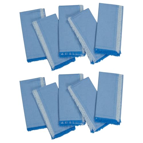 Stoffservietten 10er Set 46 x 46cm Baumwolle Waschbar Wiederverwendbare mit Fransen Weiche Servietten Stoff Tischsets Küche Tischdekoration für Hochzeit Geburtstag Weihnachten Partys (Ozeanblau) von Zscendence