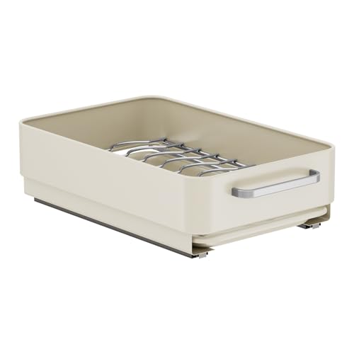Abtropfgestell Geschirr Erweiterbarer Organizer, GeschirrstäNder für Die KüChe,2In1 Topfdeckelhalter Ausziehbarer Schrank Organizer Mit Abtropfmatte,Aufbewahrungsregale für KüChenschräNke,25Bx39Tx10H von Zstar
