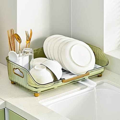 Geschirrtrockner Abtropfgestell Geschirr AbtropfstäNder Geschirrabtropfgestell SpüLbecken Organizer Mit Abtropfgitter & Auslauf, Geschirrablage Geschirrkorb für SpüLe Organizer,43.7B x 27.5T x 13H Cm von Zstar