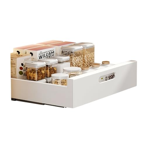 Teleskopschublade Ausziehbare Schublade KüChen Organizer, (35 Bx43 Tx9 H Cm) Schrank Organizer Schubladen Aufbewahrungsregale für KüChenschräNke Pantry Organisation Unter Der SpüLe,Kein Bohren Nageln von Zstar
