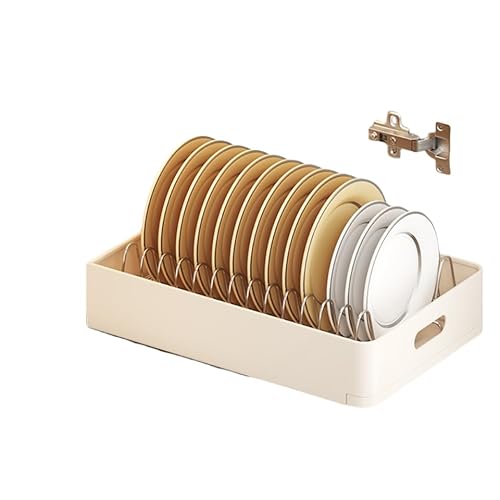Zstar Teleskopschublade Abtropfgestell Geschirr, Geschirrabtropfgestell Schrank Organizer, TellerstäNder KüChenschrank Organizer, Schubladen Für KüChe Unterschrank Bad, 24.5 Wx39.7 Dx7.5 H cm (Beige) von Zstar