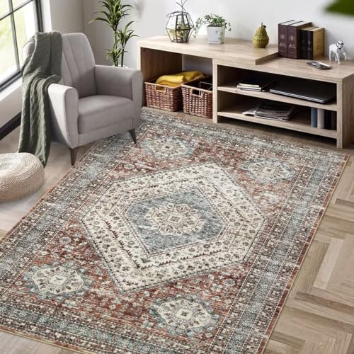 Zstar Teppiche, Schmutzabweisender Waschbarer Teppich Fusselfreie Teppiche für Wohnzimmer Schlafzimmer rutschfeste Rückseite Heimdekoration Bereichsteppich Brown 80 x 150 cm von Zstar
