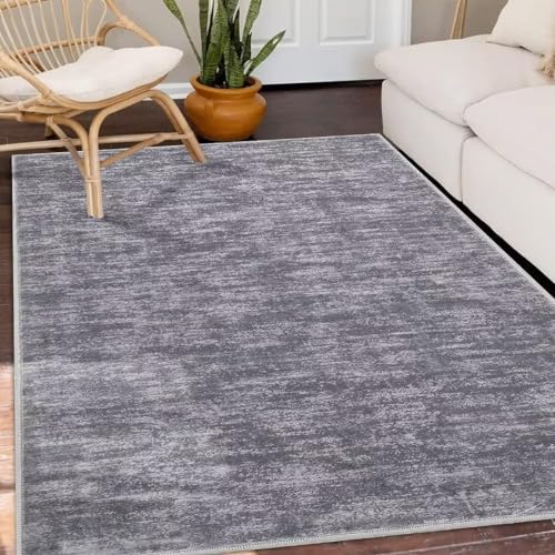 Zstar Wohnzimmer Teppich, Maschinenwaschbar, Modern Solid Teppiche für Schlafzimmer unter dem Esstisch Rutschfester Morden Teppich für den Innenbereich für Heim und Bürodekoration Grau 120x170 cm von Zstar