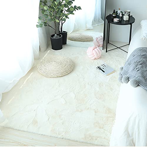 Zswpyq Hochflor Teppich Wohnzimmer Kunstfell Super Soft Einfarbig in Versch, Fellteppich ​Kunstfell Teppich Imitat in Creme Dicht Flauschig Seidiger Glanz,Beige,50 x 160 cm von Zswpyq