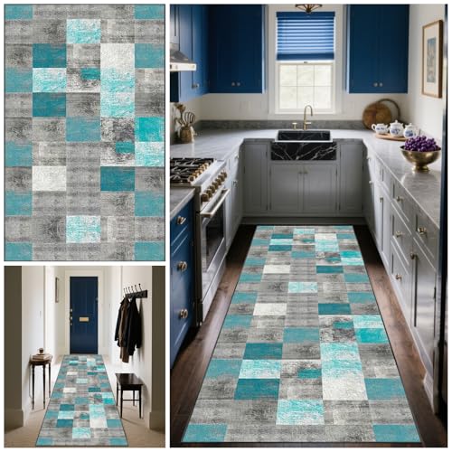 Läufer Teppich Flur Teppichläufer Flur Lang Küchenläufer 40 x 250 cm Schmutzfangmatte Innen Rutschfeste Maschinen Waschbare Fußmatte Küchenteppich Läufer für Küche Schlafzimmer Wohnzimmer Eingang von Zteiuqx