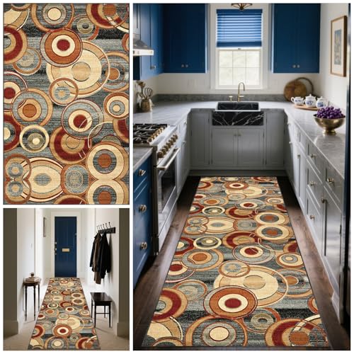 Läufer Teppich Flur Teppichläufer Flur Lang Küchenläufer 60 x 220 cm Schmutzfangmatte Innen Rutschfeste Maschinen Waschbare Fußmatte Küchenteppich Läufer für Küche Schlafzimmer Wohnzimmer Eingang von Zteiuqx