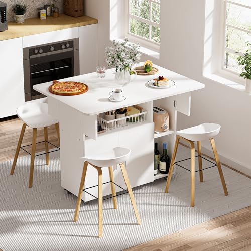 Ztexkee Mobiler Klapptisch Klappbarer Esstisch auf Rädern Klapptisch mit 1 großen Schrank und 3 offenen Fach Sideboard Mobiler Esstisch für kleine Räume Esszimmer Küche 100 x 70 x 79 cm Weiß Ztexkee Mobiler Klapptisch Klappbarer Esstisch auf Rädern Klapptisch mit 1 großen Schrank und 3 offenen Fach Sideboard Mobiler Esstisch für kleine Räume Esszimmer Küche 100 x 70 x 79 cm Weiß von Ztexkee