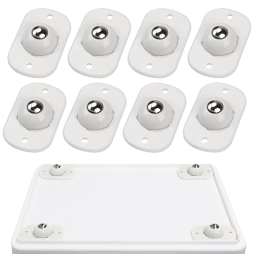 Ztolbriy Selbstklebende Mini-Rollen, Kugelrollen für Küchengeräte, 360° schwenkbare Universalrad-Rollen, klebende Rolle für DIY, Mülleimer, Aufbewahrungsbox, Kleingeräte (8, weiß) von Ztolbriy