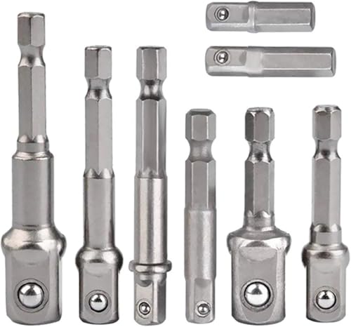 Ztolbriy Stecknuss-Adapter, 8-teiliges Set, 1/4-Zoll-Sechskantadapter auf 1/4", 3/8", 1/2" Stecknuss, für Bohrmaschine und Akkuschrauber Steckschlüssel Nüsse und Stecknüsse, Bit-Halter Ztolbriy Stecknuss-Adapter, 8-teiliges Set, 1/4-Zoll-Sechskantadapter auf 1/4", 3/8", 1/2" Stecknuss, für Bohrmaschine und Akkuschrauber Steckschlüssel Nüsse und Stecknüsse, Bit-Halter von Ztolbriy