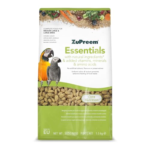 ZuPreem Essentials Vogelfutter für Firmenvögel, natürliche Inhaltsstoffe, Vogelfutter, geeignet für Papageien, Aras, Kakadus, Kakadus und andere mittelgroße und große Vögel, 1,5 kg ZuPreem Essentials Vogelfutter für Firmenvögel, natürliche Inhaltsstoffe, Vogelfutter, geeignet für Papageien, Aras, Kakadus, Kakadus und andere mittelgroße und große Vögel, 1,5 kg von ZuPreem