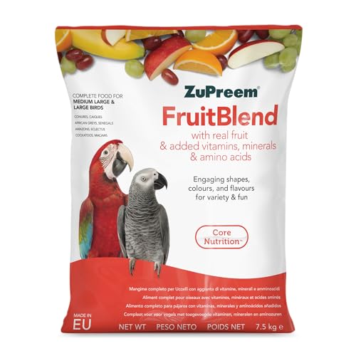 ZuPreem Fruitblend Komplettes Vogelfutter für mittelgroße und große Vögel, 7,5 kg von ZuPreem
