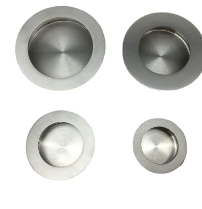 Muschelgriff Set Aus Edelstahl, 2 Stück Runde Schiebetürgriffe, Verdeckte Griffmuschel Für Zimmertüren, Schubladen Und Kleiderschränke Mit Schrauben – Vintage-Design In Silber, Versenkbarer Griff Rund von Zuahaly
