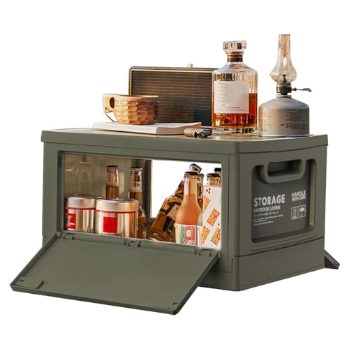 Zuasdvnk Camping-Aufbewahrungsbox – große Kapazität Aufbewahrungsbehälter mit Deckel, stapelbare Aufbewahrungskörbe, kompakter Aufbewahrungsbehälter mit Türen, wetterfester Aufbewahrungsbehälter für von Zuasdvnk