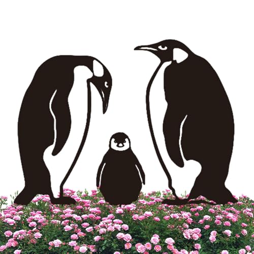 Zuasdvnk Rustikale horizontale Pinguin-Familienpfähle | Rasen-Hinterhof-Outdoor-Dekoration – Gartenarbeit und Rasenpflege für Thanksgiving, Weihnachten, Thanksgiving, Weihnachten von Zuasdvnk