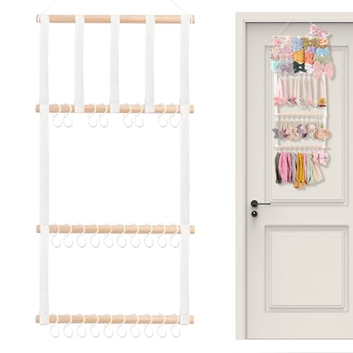 Zuasdvnk Schleifen-Organizer – Kopfband-Organizer, Halsketten-Display mit 30 Haken, Wanddekoration für Kinderzimmer, Spielzimmer, Kinderzimmer, Schlafzimmer, Schrank von Zuasdvnk