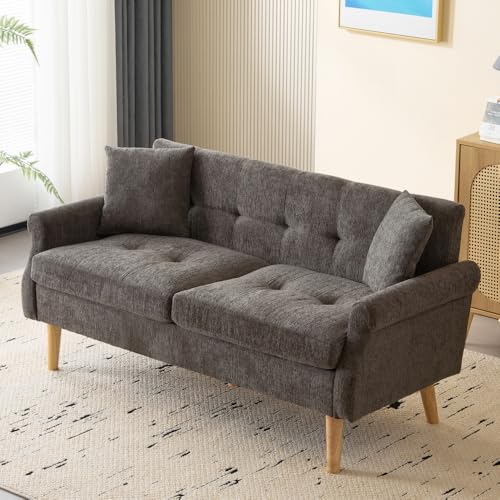Doppelsofa, gepolstertes Sofa, Polstermöbel, Chenille-Stoff, Sofa mit dicken Kissen, geeignet für Wohnzimmer, Schlafzimmer, Wohnung (Bronze) von Zubaliya