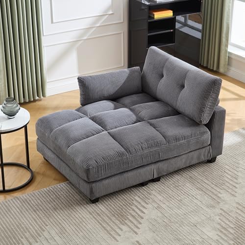 Zubaliya Palmensessel, weiche gestreifte Polsterung, Handläufe mit Rollkissen, Kopfklappen, drei Tassen und eine Seitentasche, passt in ein Wohnzimmer und ein Schlafzimmer, grau von Zubaliya