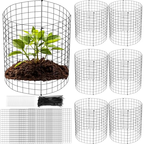 Zubebe Draht-Pflanzenschutz von Tieren, Metallgitter, Pflanzkäfig, stabiler Garten, Hase, Barrikaden, Hühnerdraht, Glocke für Pflanzen, Gemüse, mit Erdspießen, 50 x 35 cm, 6 Sets von Zubebe