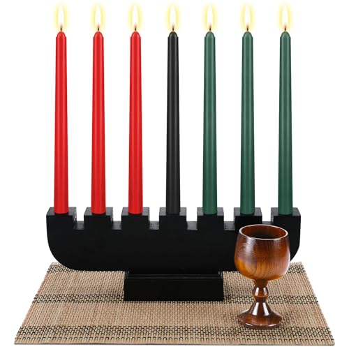 Zubebe Kwanzaa Kinara-Set – 3 rote, 3 grüne, 1 schwarze Kwanzaaa-Kerzen, Bambus-Tischmatte, Holz-Kerzenhalter und Weinkelch für Feier-Dekoration, 10-teilig Zubebe Kwanzaa Kinara-Set – 3 rote, 3 grüne, 1 schwarze Kwanzaaa-Kerzen, Bambus-Tischmatte, Holz-Kerzenhalter und Weinkelch für Feier-Dekoration, 10-teilig von Zubebe