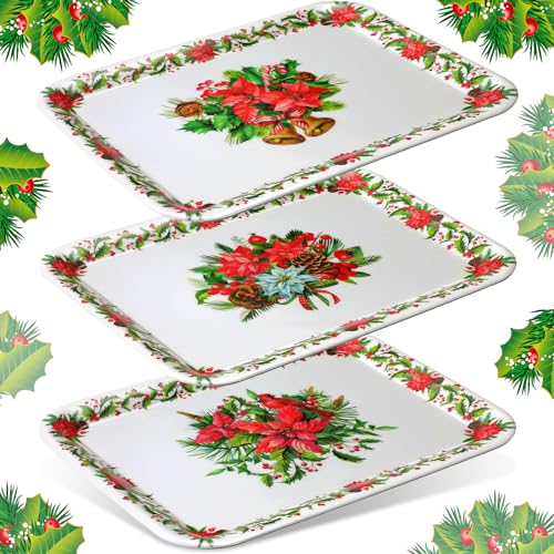 Zubebe Weihnachtsserviertablett, 33 x 25,4 cm, wiederverwendbar, Motiv: Frohe Weihnachten, Rot, Schwarz, Grün, Weihnachtsteller, Weihnachts-Servierschalen für Urlaub, Winter, Party-Dekoration (Blume) Zubebe Weihnachtsserviertablett, 33 x 25,4 cm, wiederverwendbar, Motiv: Frohe Weihnachten, Rot, Schwarz, Grün, Weihnachtsteller, Weihnachts-Servierschalen für Urlaub, Winter, Party-Dekoration (Blume) von Zubebe