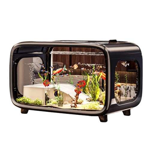 Aquarium Mit Klettergerüst, Acryl Aquarium Für Anfänger, Transparent Tischaquarium, Fische Behälter Mit Futteröffnung Design, Für Wohnzimmer, Büroschreibtisch, Schlafzimmer von Zubehors